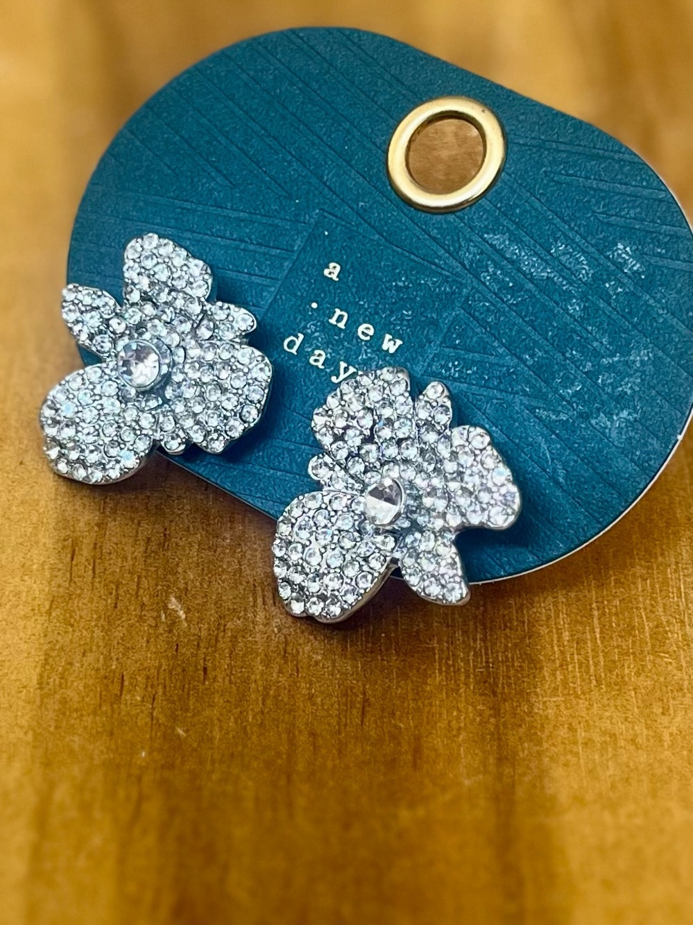 *3/$15 - A New Day, Crystal Pave Floral Stud Earrings - Silver